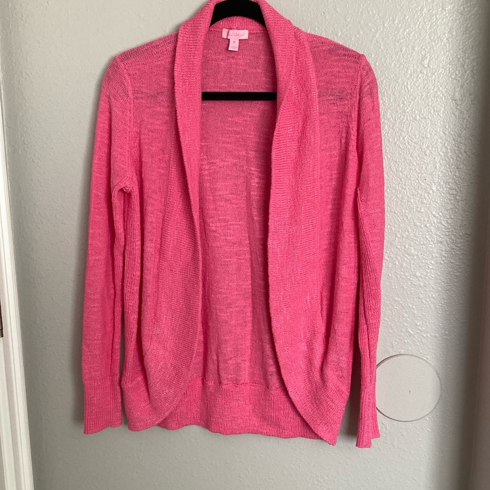 Lilly Pulitzer Pink Open Front Cardigan Sweater